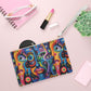 Psychedelic Visions Clutch Bag - Vegan Leather Saffiano Pattern Fashionista On-the-Go Zip Fastening Wrist Strap.