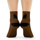 Black Cat and Heart Crew Socks - Soft & Elastic Polyester/Spandex Blend - One Size Fits All