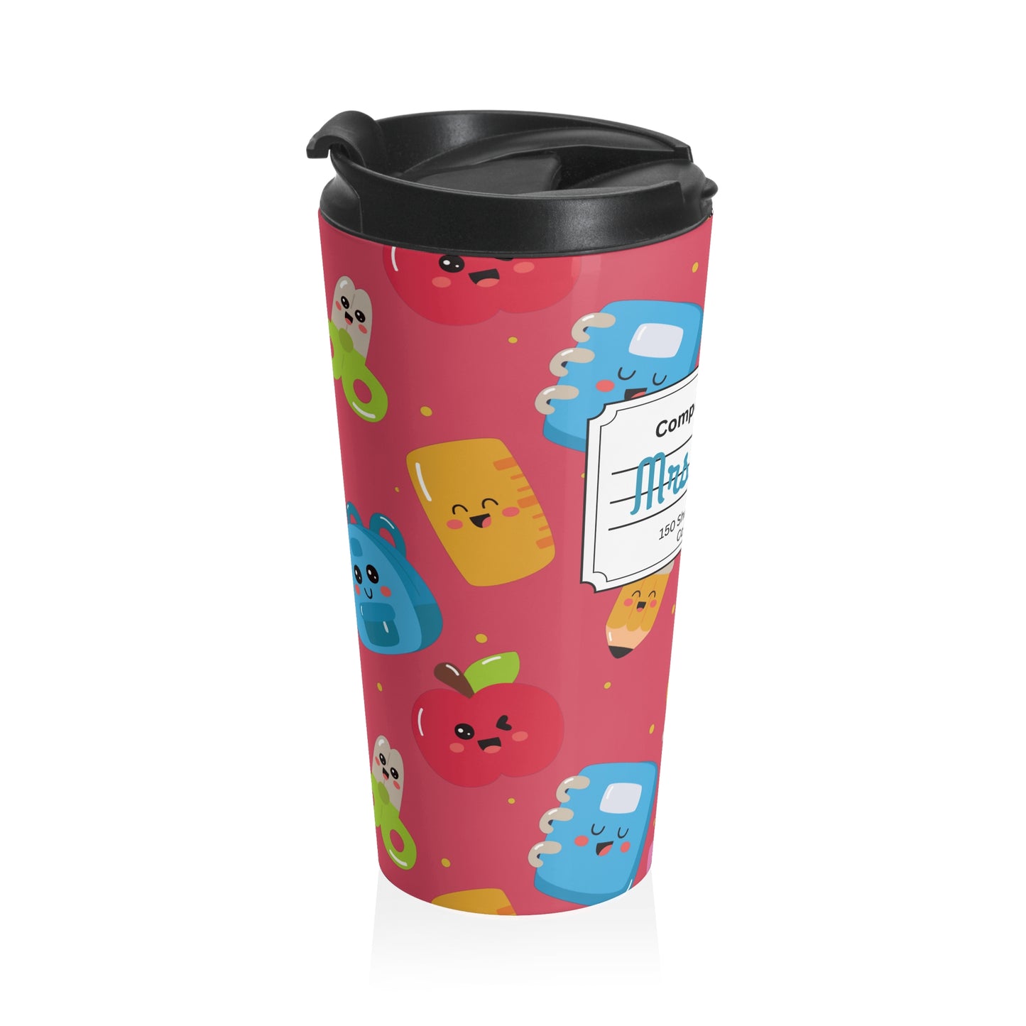 Customizable Kawaii Composition Book Inspired Travel Mug, Personalized Gift for Teachers, Back to School Drinkware, Christmas Present, Stylish Coffee Cup