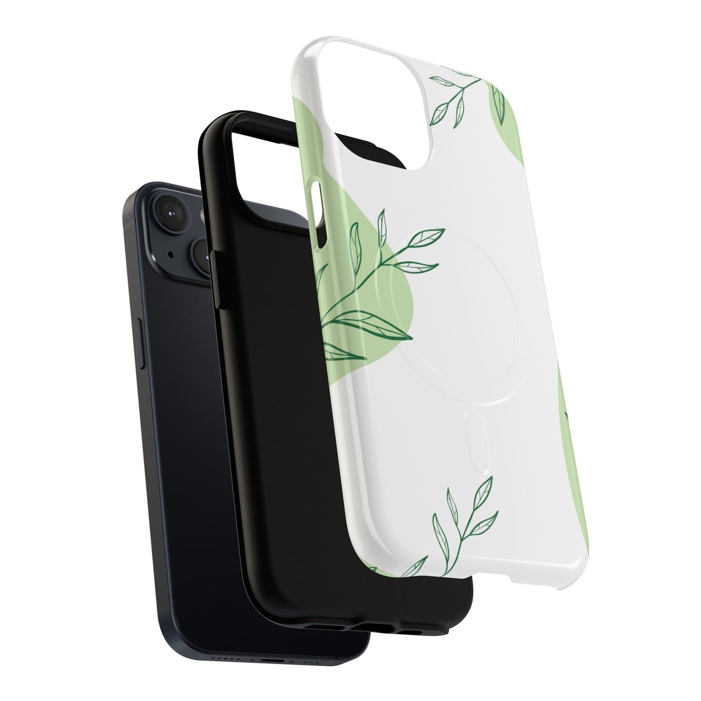 Stylish Tough iPhone Magnetic Cases with Leaf Design, iPhone Protection Cases, Greenery iPhone Covers, Eco-Friendly iPhone Accessories, Gift for Her.