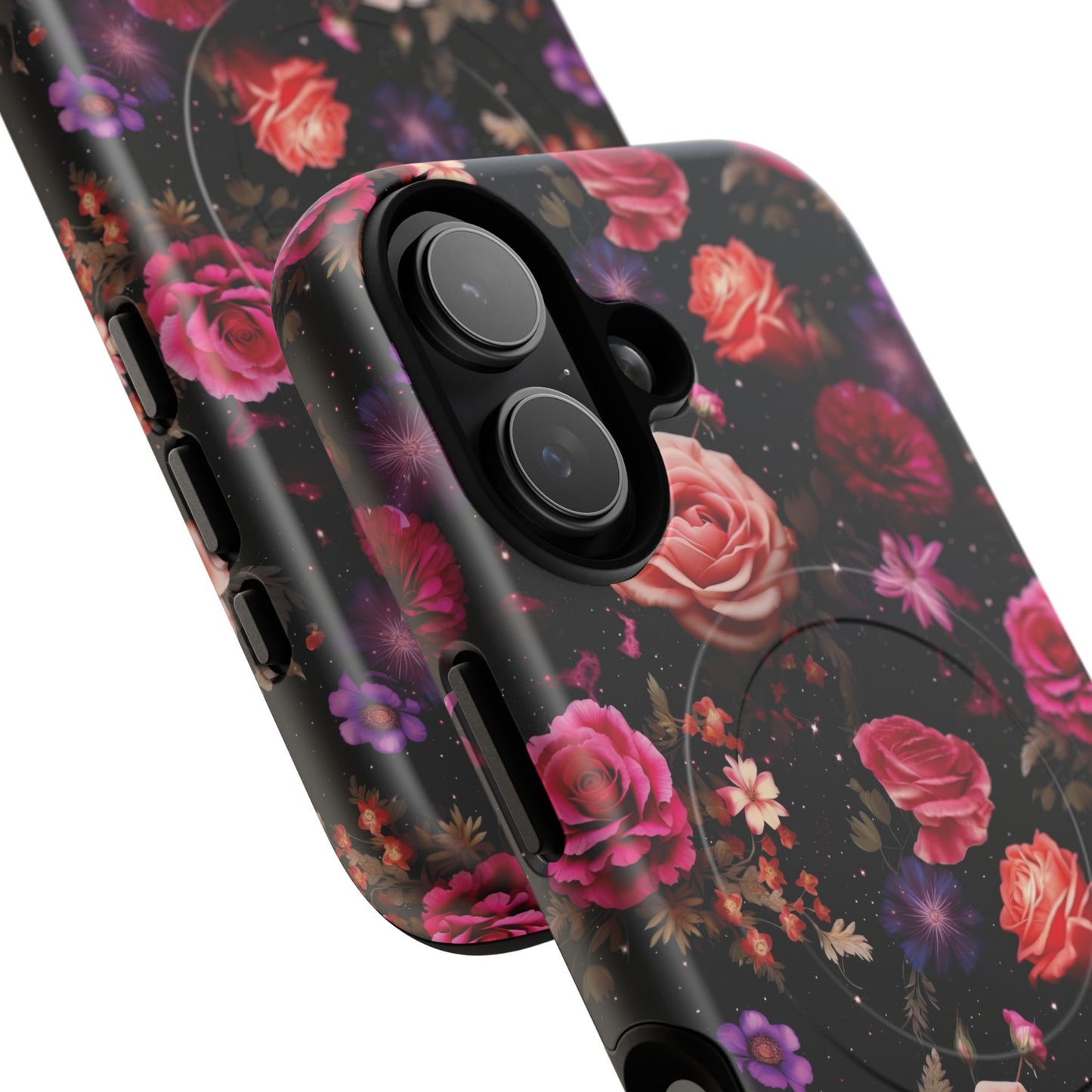 Starry Rose Garden Tough Magnetic Phone Case, Stylish Phone Cover, Gift for Her, Elegant Floral Design, Durable Phone Accessories