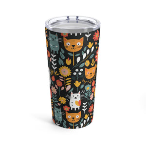 Whimsical Feline Garden Tumbler 20oz