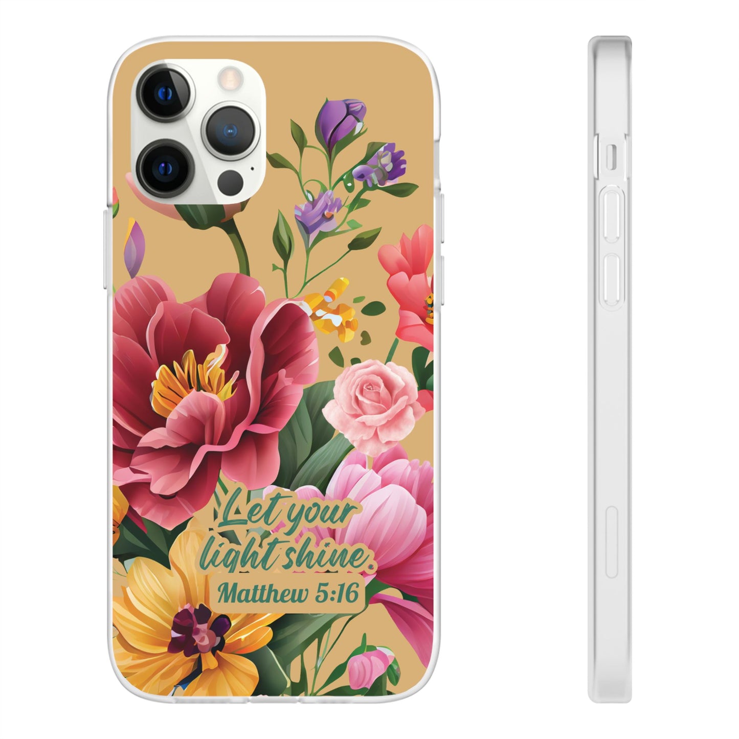 Floral Scripture Phone Case — "Let Your Light Shine" (Matthew 5:16) for iPhone and Samsung Cases.
