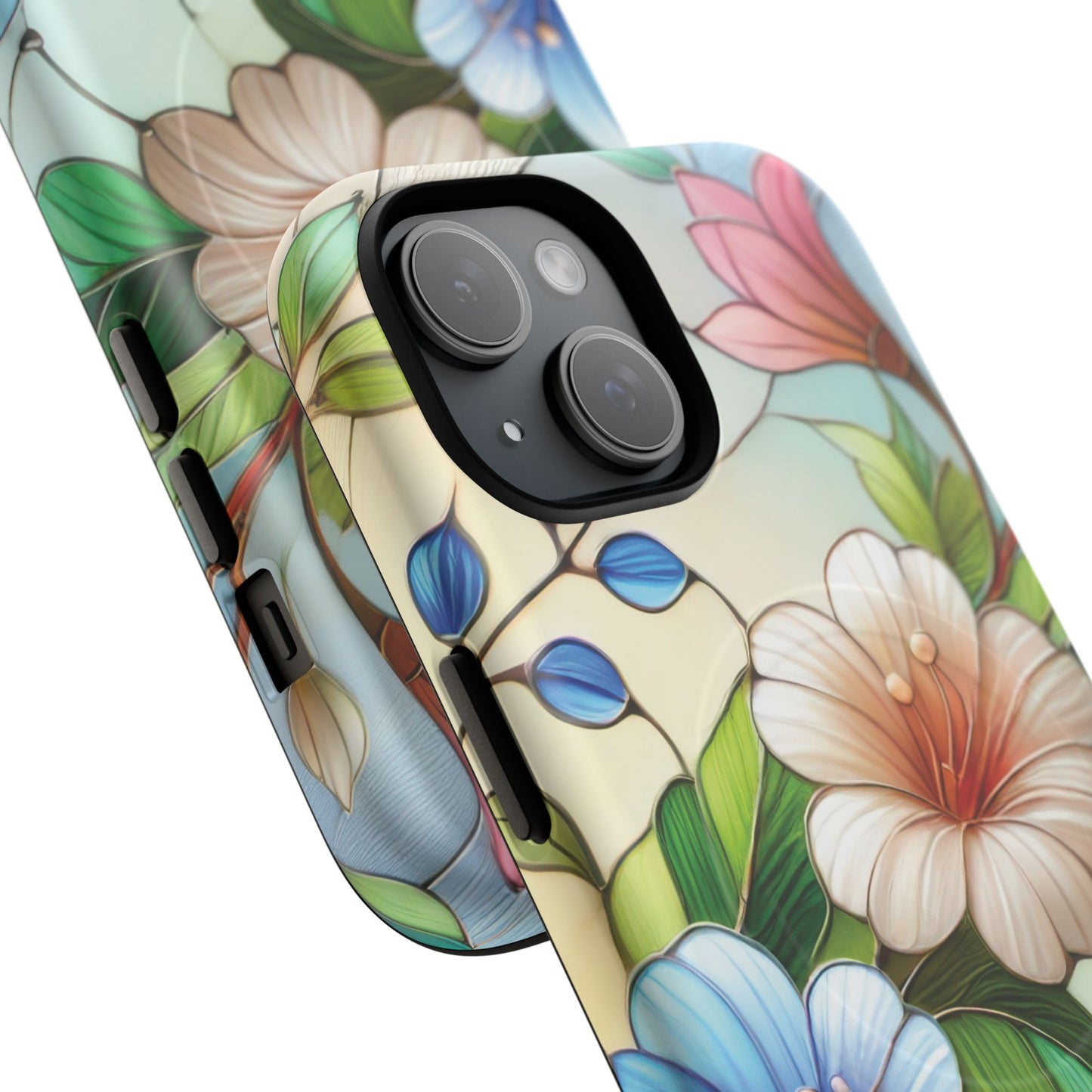 Rose Petal Mosaic Tough iPhone Magnetic Case, Durable Protection, Stylish iPhone Design, Gift for Her, Nature Lover, Unique Stained Glass  Accessory