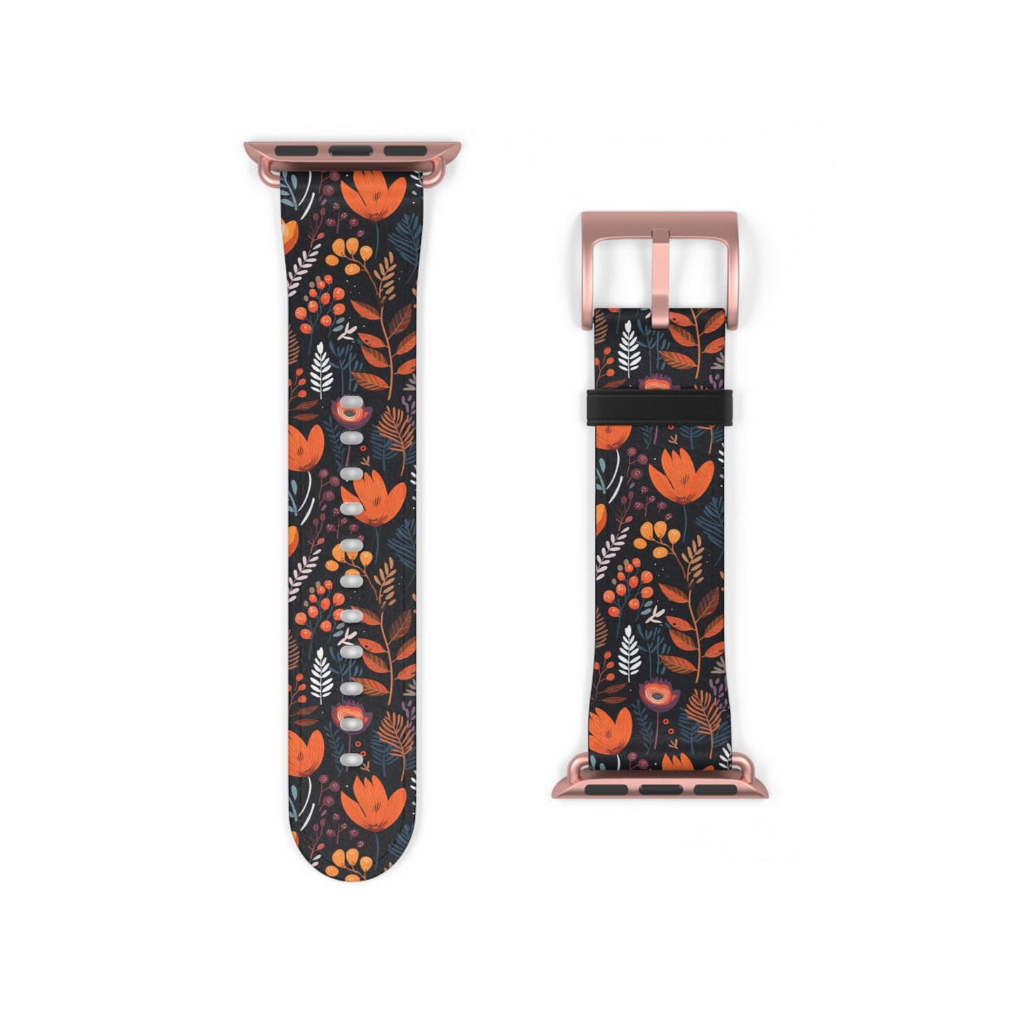 Autumn Bloom Floral Patterned Watch Band - Boho Chic Accessory, Gift for Her, Adjustable Strap for Smartwatch, Trendy Wristband, Floral Design.