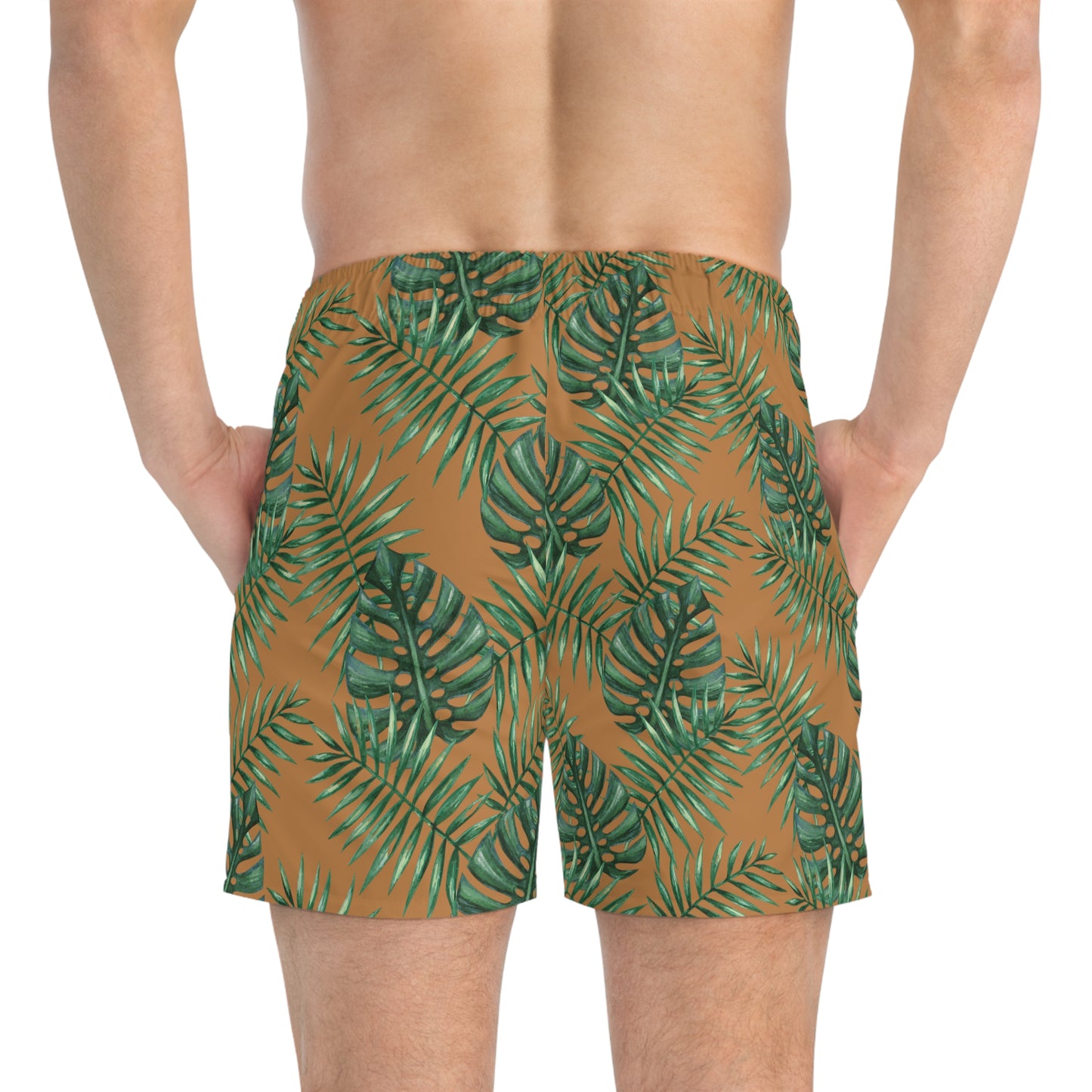 Brown Tropical Bliss Swim Trunks (AOP)