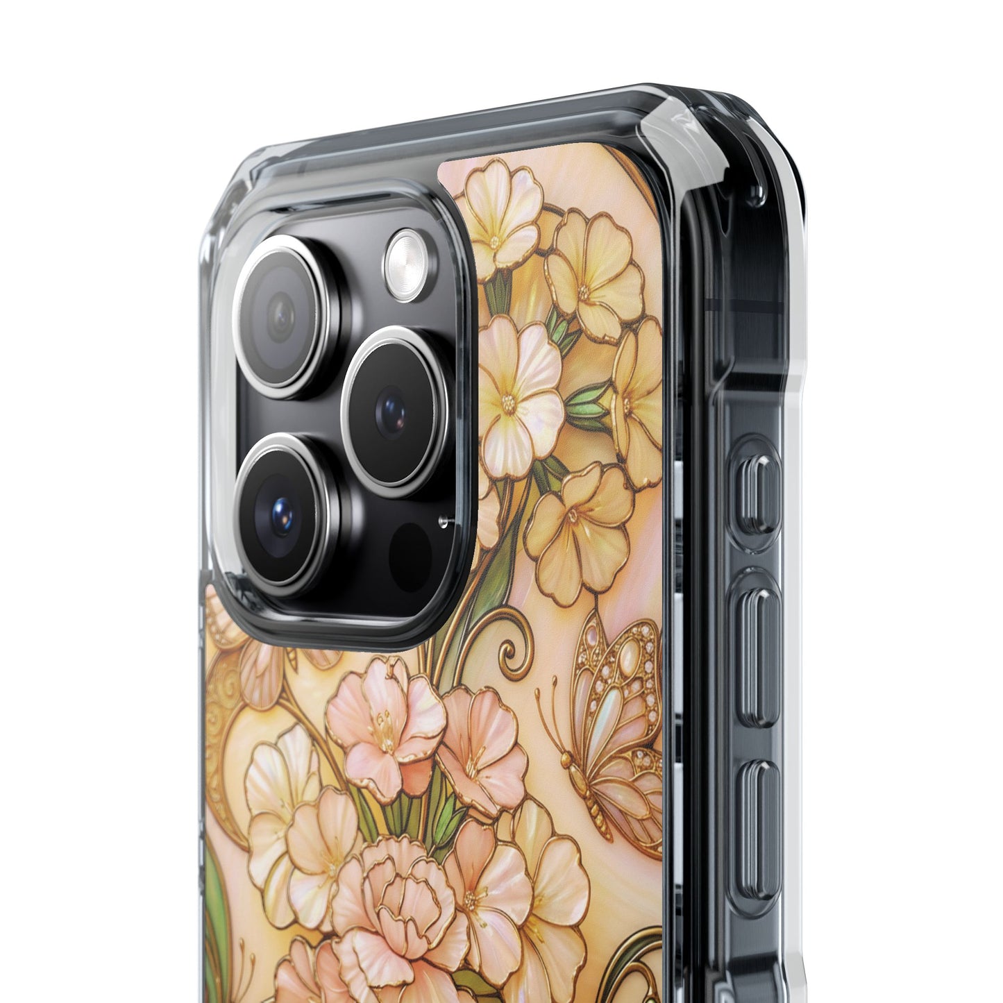 Floral Vintage Art Stained Glass Effect Nouveau Clear Magnetic Impact Case