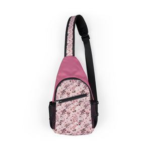 Floral Cherry Blossom Print Chest Bag - Stylish Sling Bag , Cross Body Sling Bag, Chest Bag, Crossbody Backpack, Travel Bag for Everyday Use.