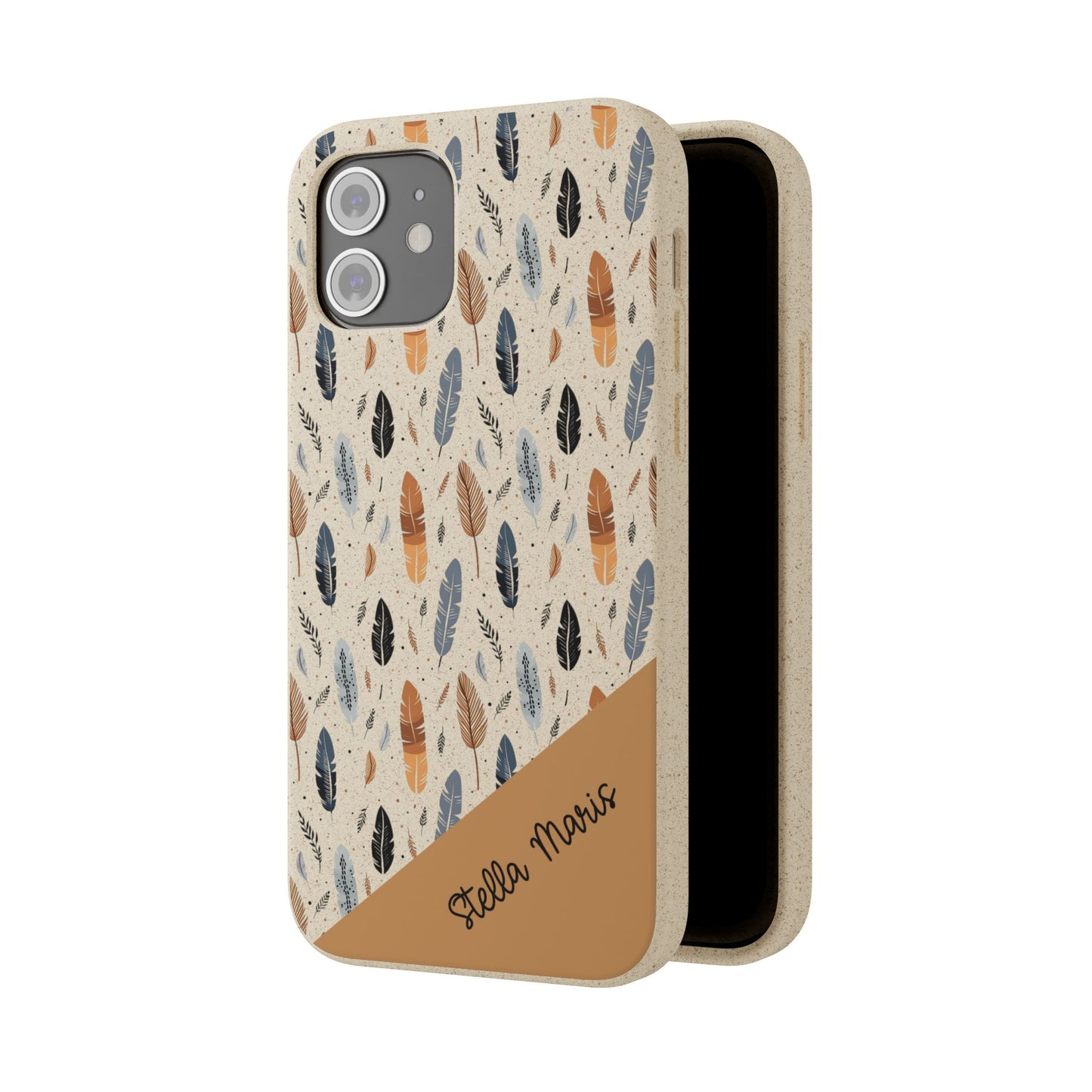 Personalized Whispering Feathers Samsung and iPhone Biodegradable Case, Custom Name Case.