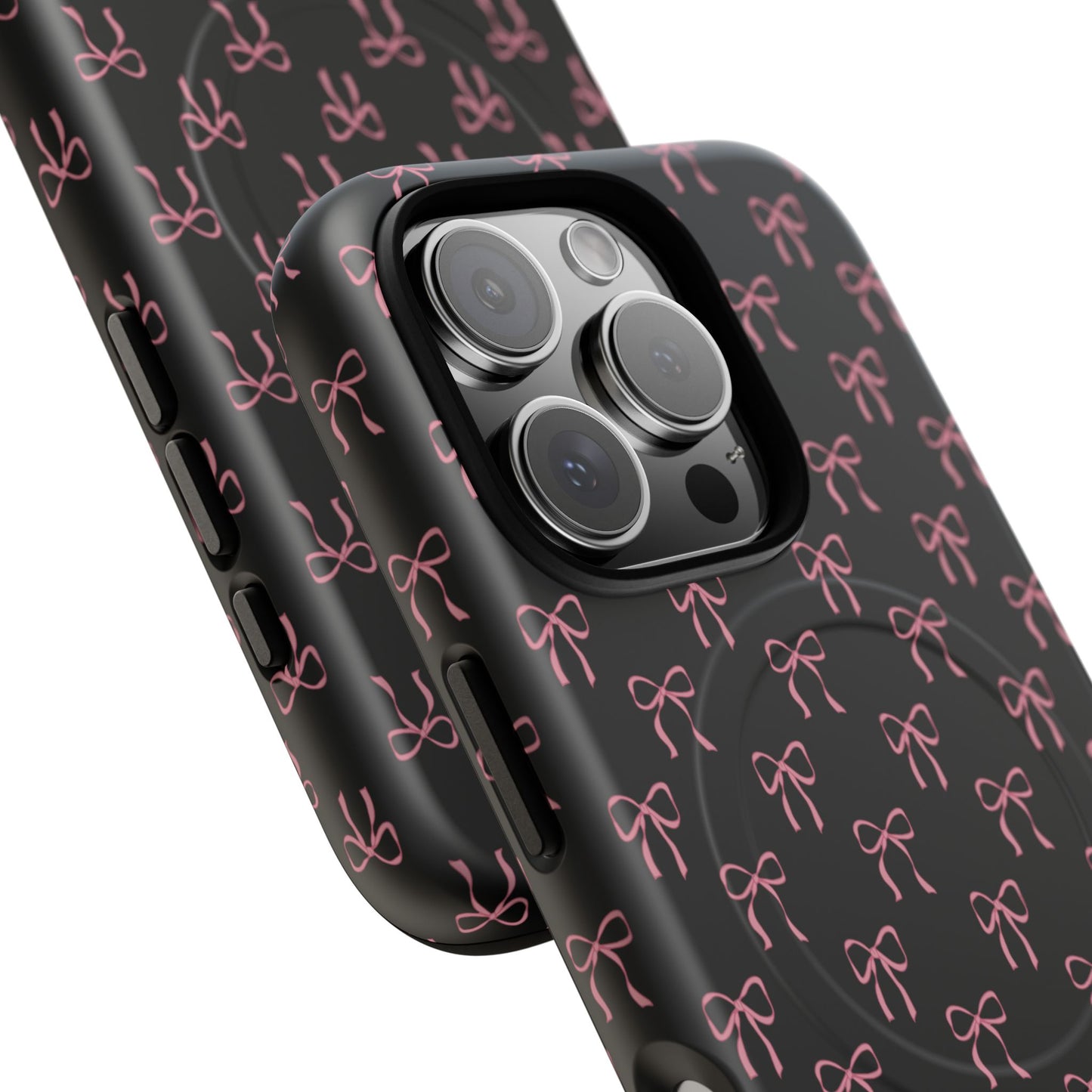 Coquette Chic Bow-Patterned Tough Magnetic iPhone Case, Stylish Gift for Her, Protective iPhone Cover, Trendy Accessory, iPhone Birthday Gift, Fashionable Tech