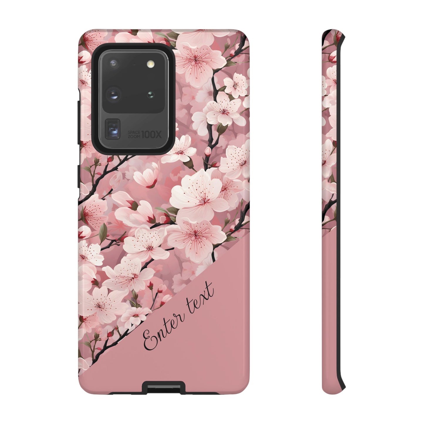 Personalized Cherry Blossom Tough Phone Case — Pink Floral Protective Case for Samsung & Google