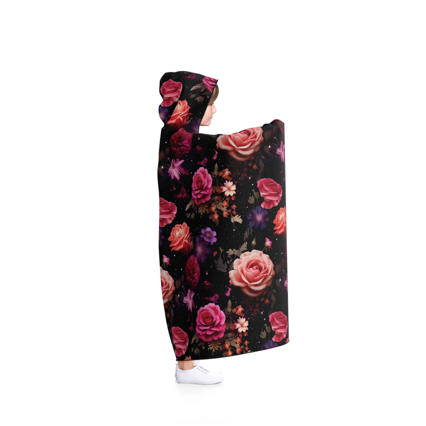 Midnight Rosescape Snuggle Hooded Blanket