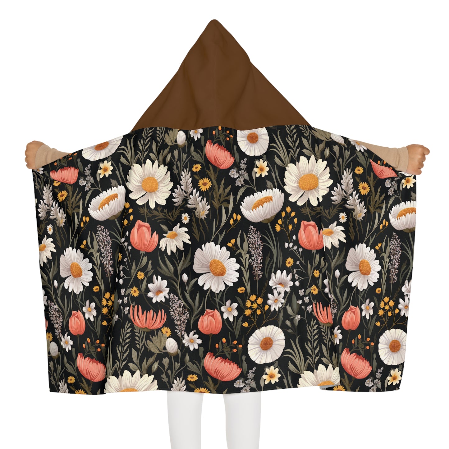 Blossom Elegance: Noir Garden Snuggle Youth Hooded Towel