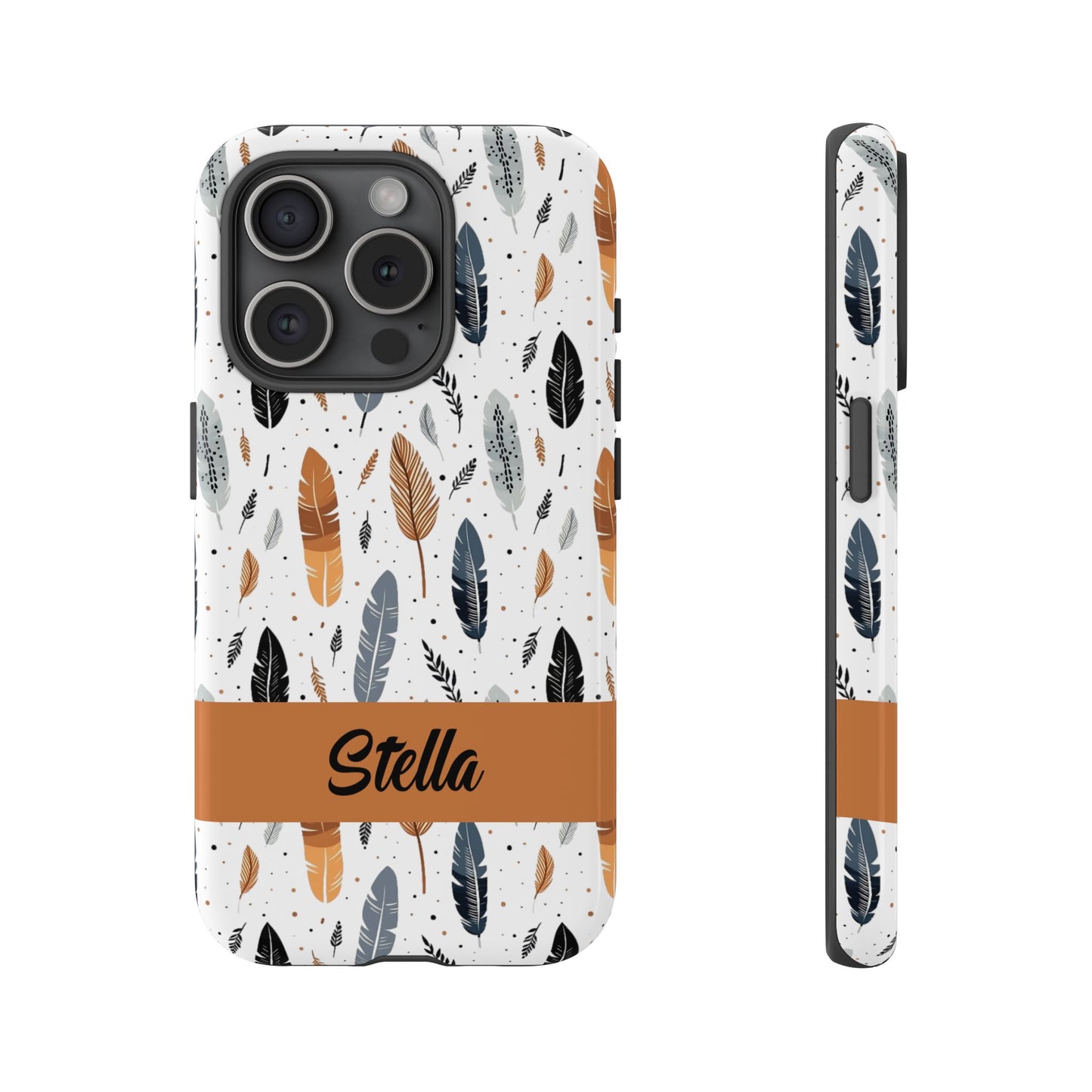 Personalized Whispering Feathers Samsung, Google Pixel and iPhone Case, Custom Name Case.