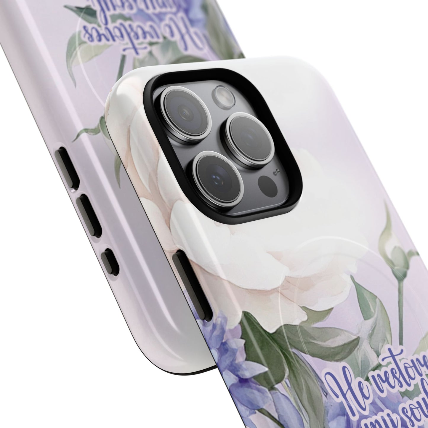 He Restores My Soul Tough iPhone Magnetic Cases, Christian Gift, MagSafe® iPhone® Tough Case, iPhone 13, 14, iPhone 15, iPhone 16, 17, Pro, Pro Max, Plus