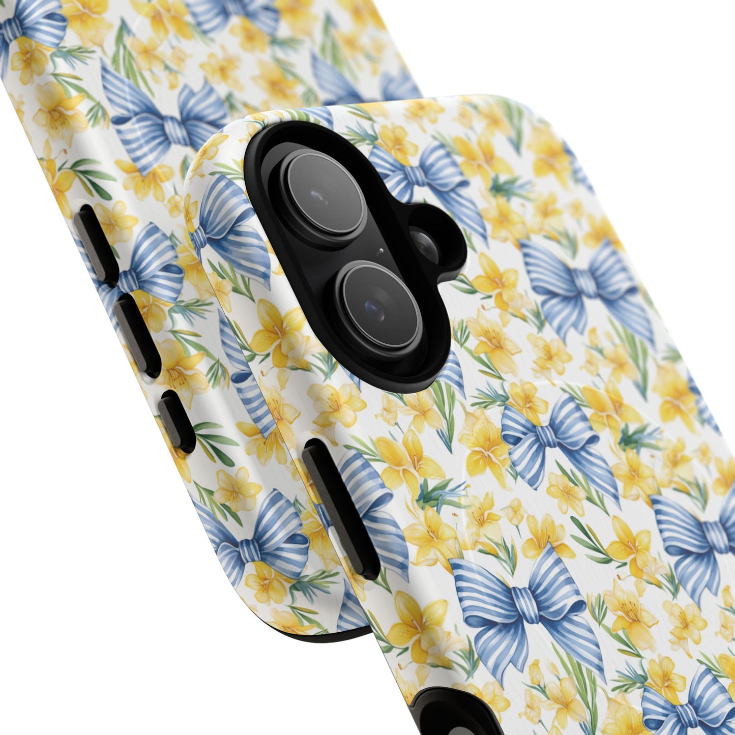 Sunshine Blue Coquette Bows Tough iPhone Magnetic Case for iPhones, Cute iPhone Cover, Spring Gift, Durable Case, Custom iPhone Protection