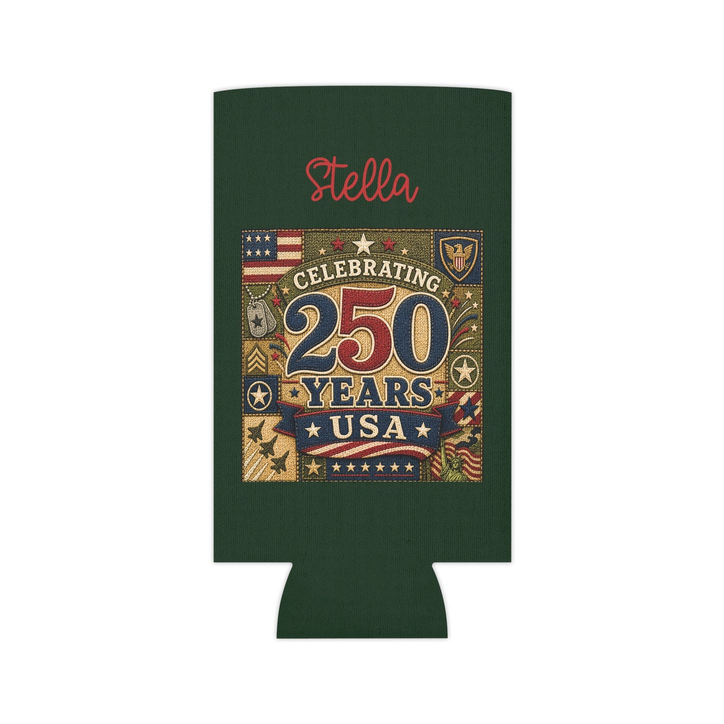 Personalized Can Cooler - "Celebrating 250 Years USA" Patriotic Can Koozie