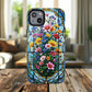 Floral Stained Glass Tough Magnetic Case, Durable Phone Cover, Gift for Nature Lovers, Unique Floral Design, Phone Accessories for All Occasions.