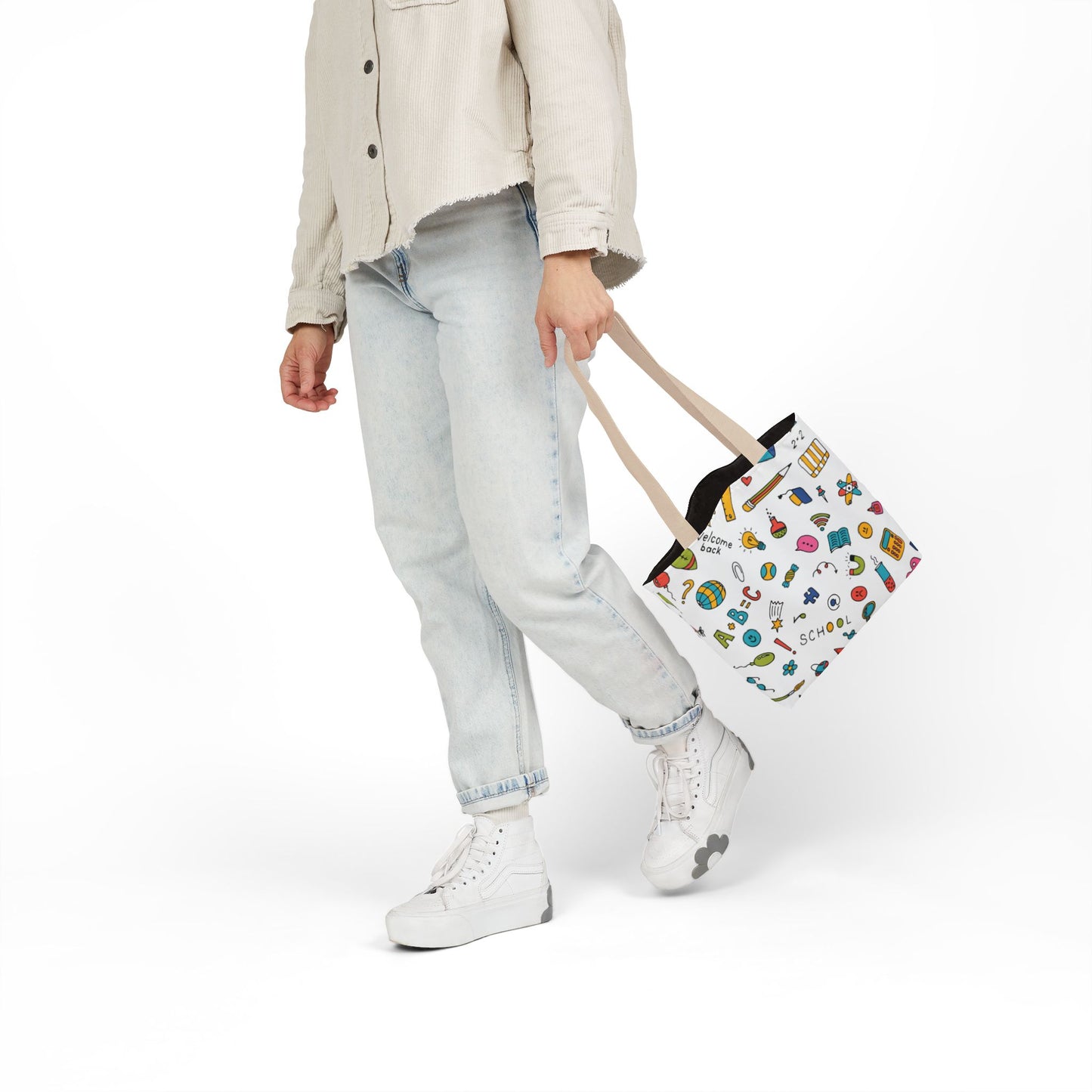 Personalized Classroom Couture Composition Book Inspired Canvas Tote Bag with Colorful Straps, Cute School Bag, Eco-Friendly Tote, Back to School Shopping Bag, Teacher Gift Idea