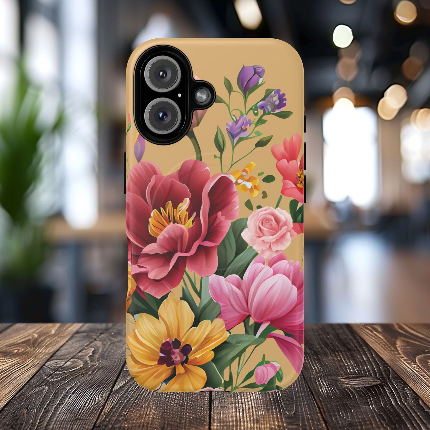 Sunset Botanica Tough iPhone Magnetic Case, Gifts for Her, MagSafe® iPhone® Tough Case, iPhone 13, 14, iPhone 15, iPhone 16, 17, Pro, Pro Max, Plus.