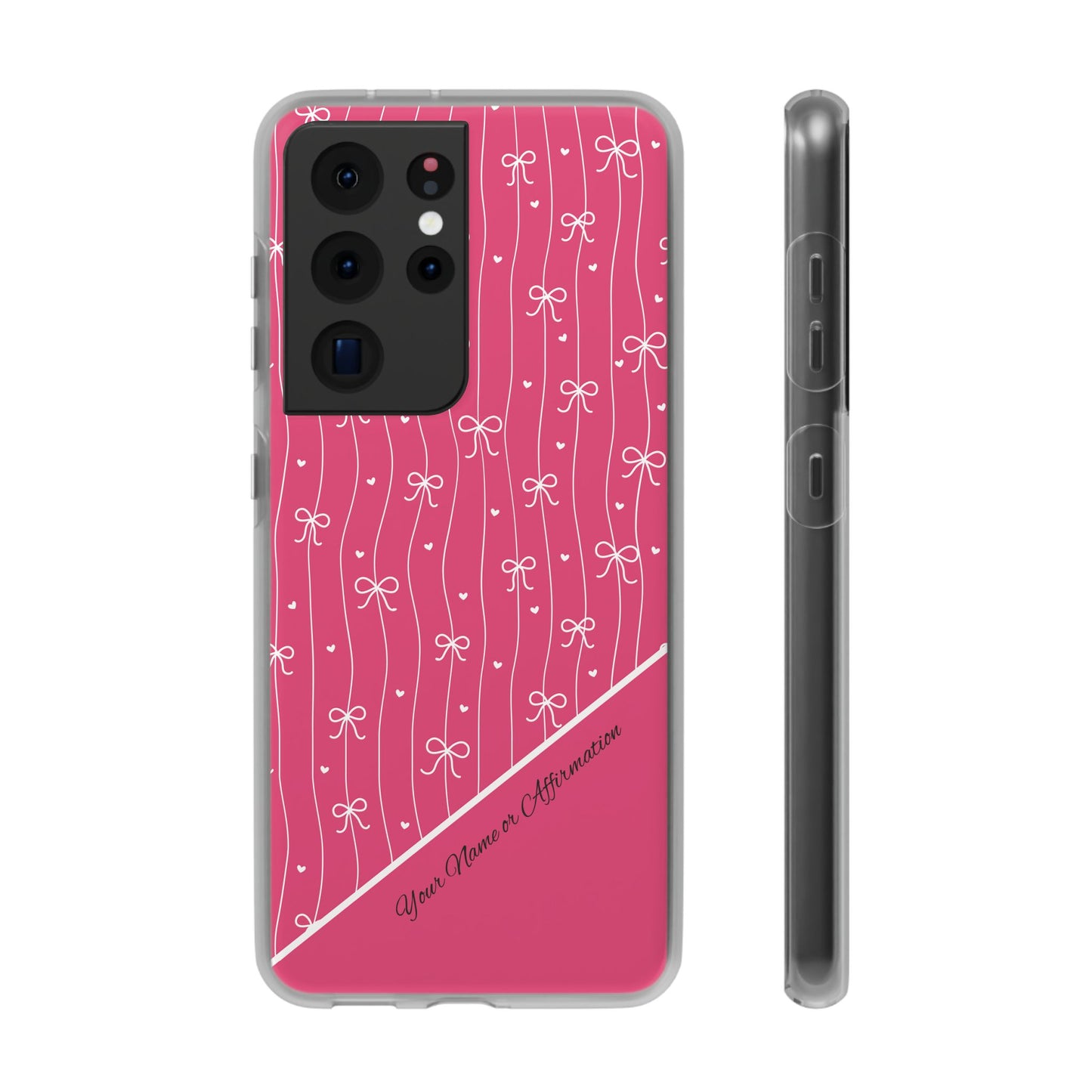 Personalized Pink Bow Coquette Slim Flexi iPhone and Samsung Cases — Custom Name or Affirmation