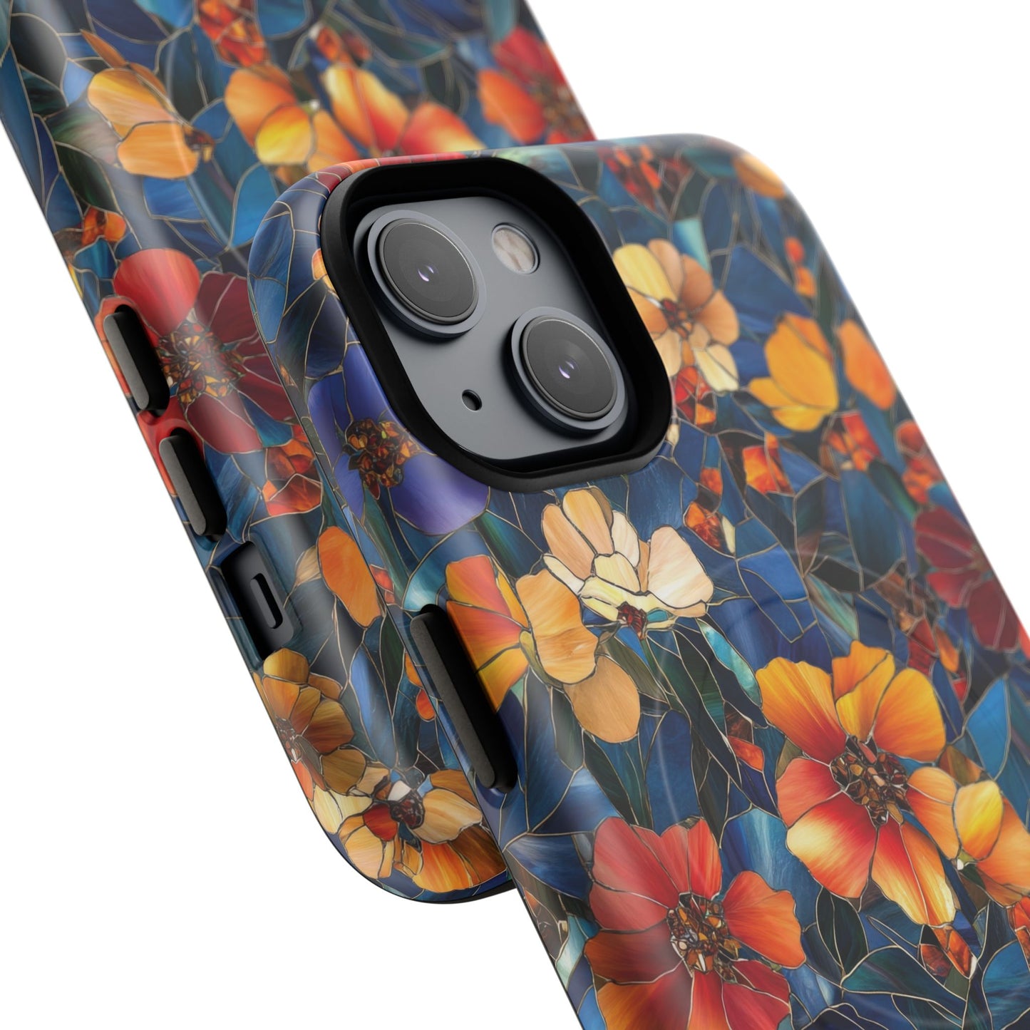 Cathedral Petals Tough Magnetic iPhone Case, Durable, Stylish, Unique Floral Design, Gifts for Her, Birthday, Everyday Use, Stained Glass iPhone Case.