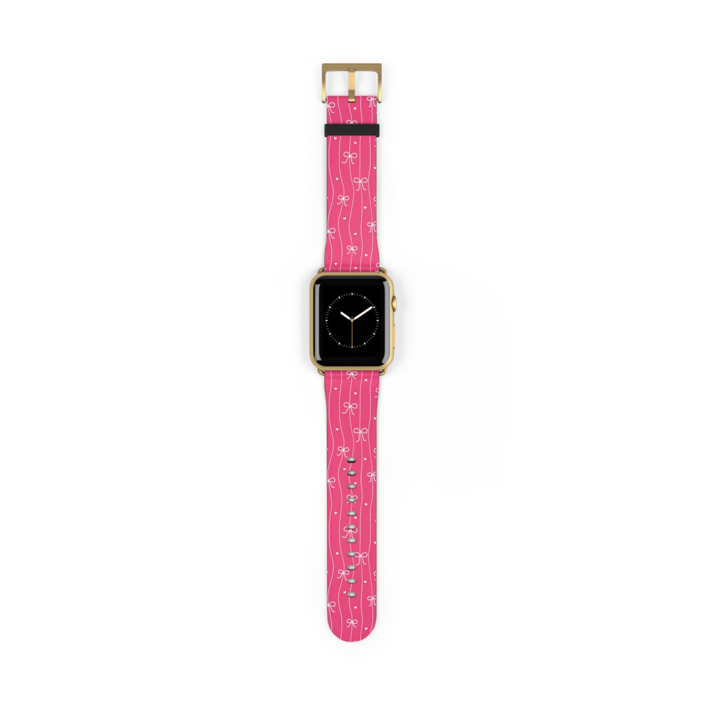Pink Bow Coquette Watch Band ONLY — Cute Ribbon-Stripes Apple Watch Strap