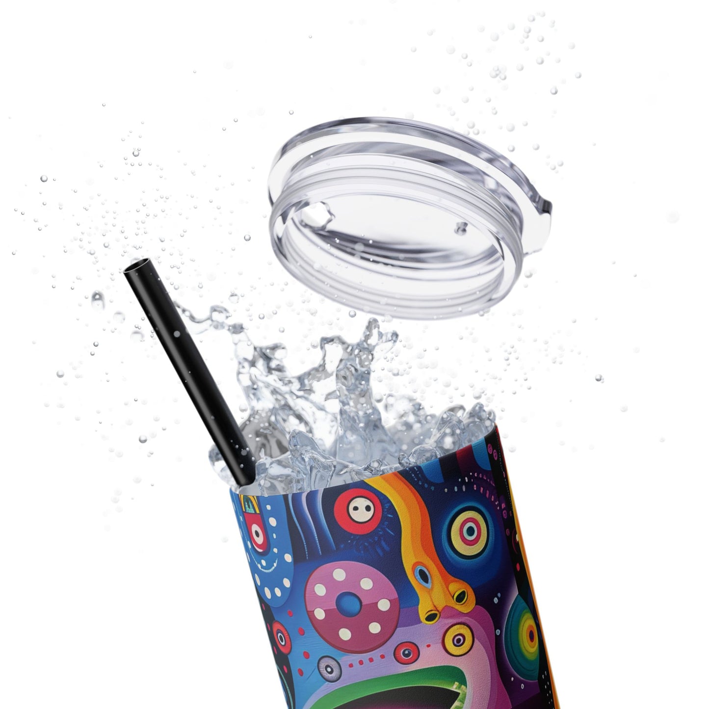 Psychedelic Visions Skinny Tumbler with Straw, 20oz