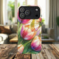 Tulip Glow Tough iPhone Magnetic Case, Floral Design, Spring Gift, Durable Protection, Smartphone Accessories, MagSafe Accessories, Stained Glass Tulip Gift