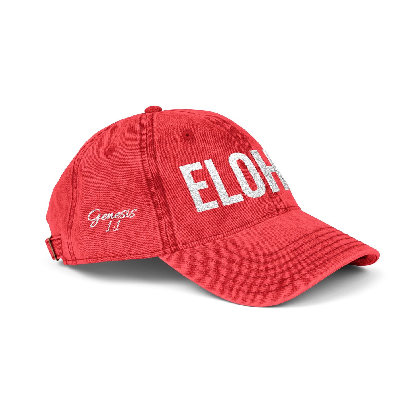 Vintage Embroidered Dad Cap with 'ELOHIM GENESIS 1:1' - Stylish Casual Hat, Gift for Him/Her, Summer Accessory, Trendy Streetwear, Spiritual Fashion