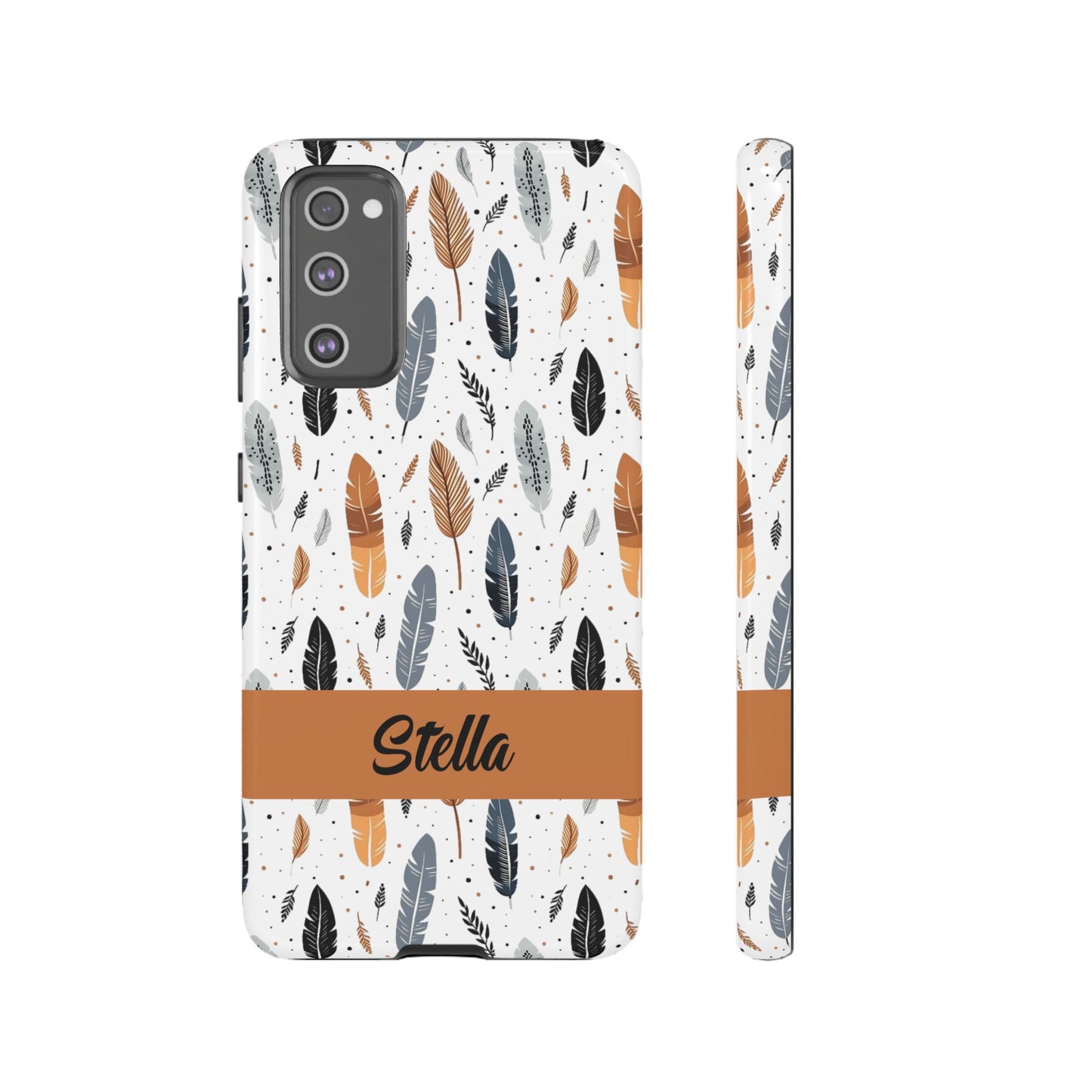 Personalized Whispering Feathers Samsung, Google Pixel and iPhone Case, Custom Name Case.