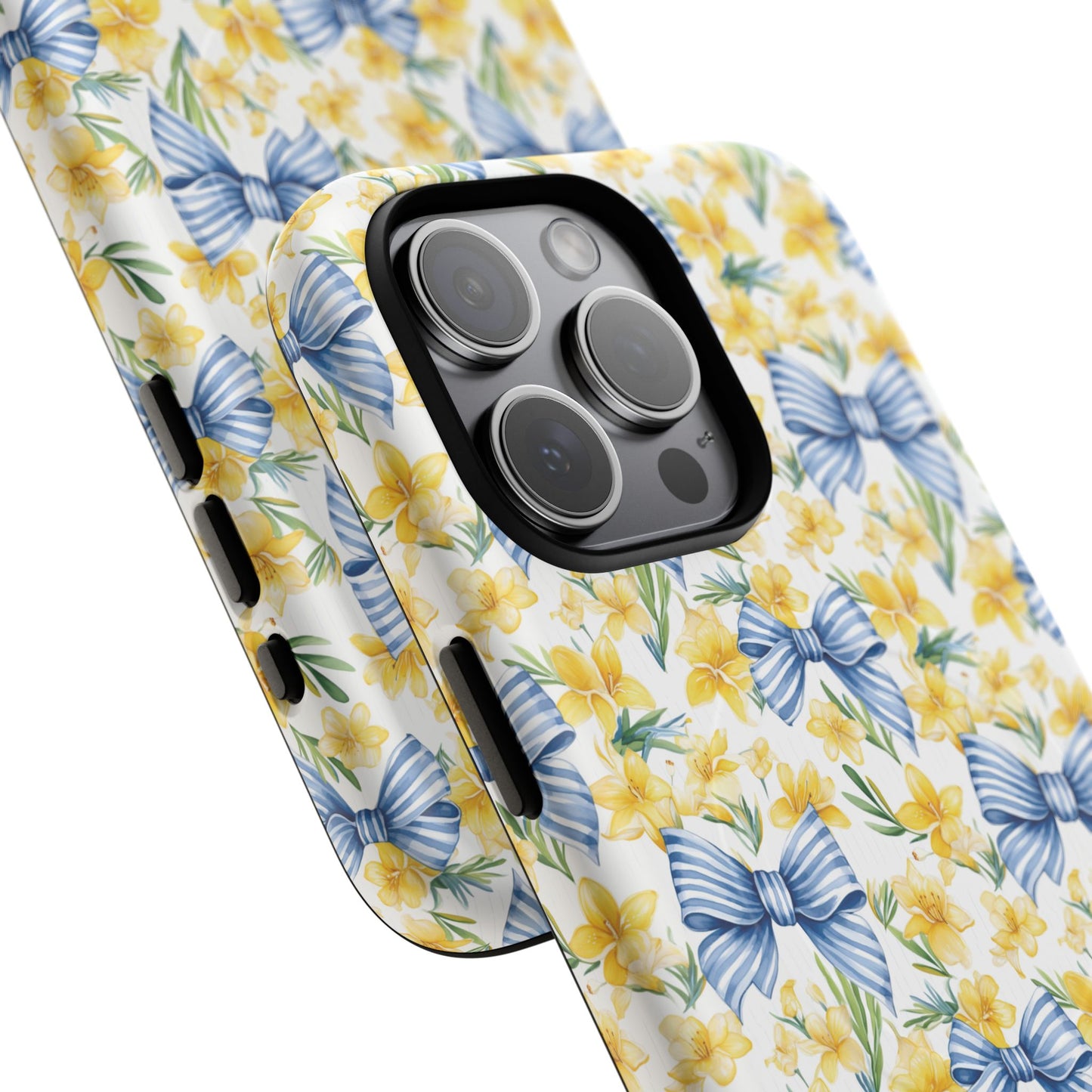 Sunshine Blue Coquette Bows Tough iPhone Magnetic Case for iPhones, Cute iPhone Cover, Spring Gift, Durable Case, Custom iPhone Protection