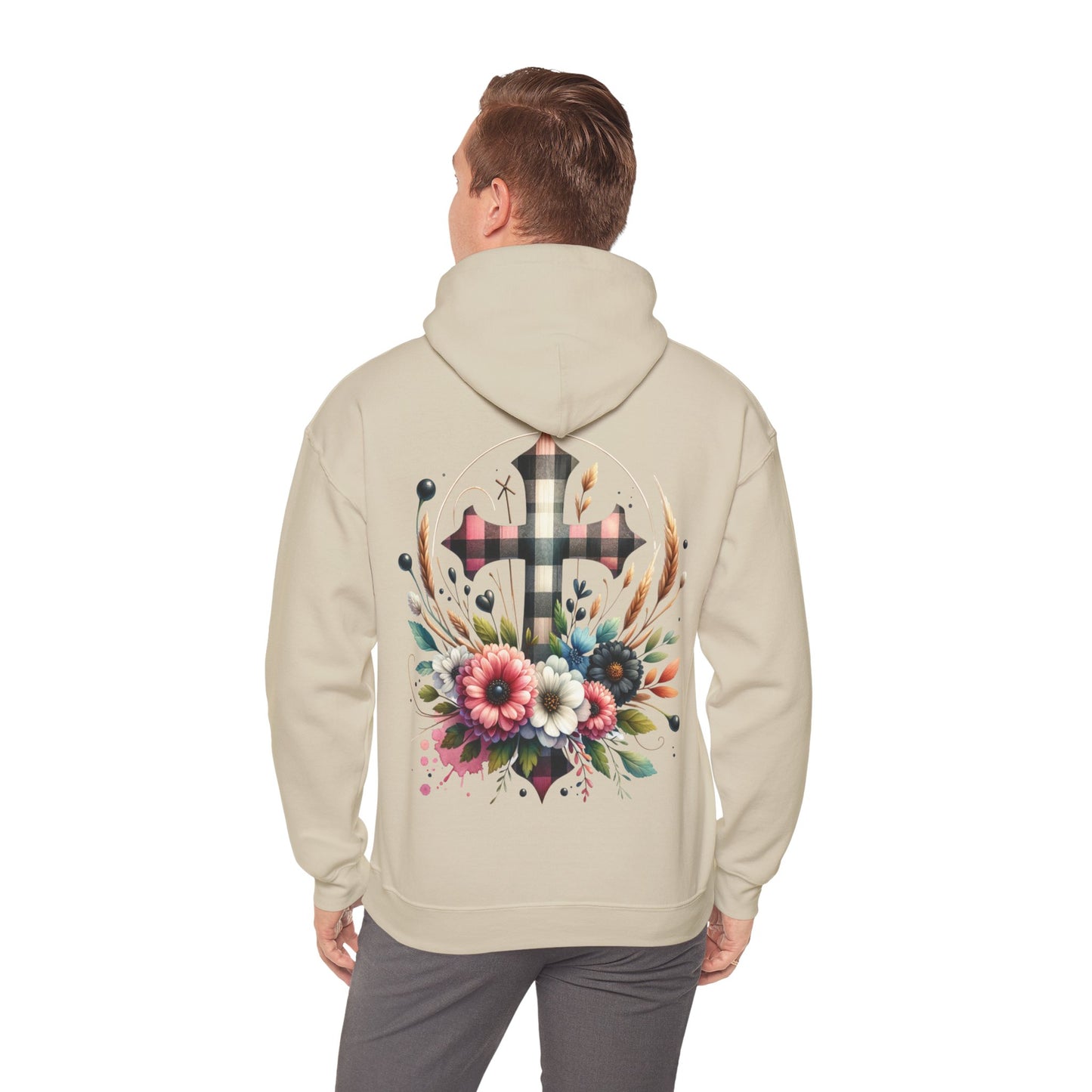 Faith and Floral Cross Unisex Gildan Hoodie Sweatshirt
