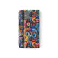 Psychedelic Visions Vibrant Art Flip iPhone and Samsung Phone Case - Colorful Faces Design for Phone Protection