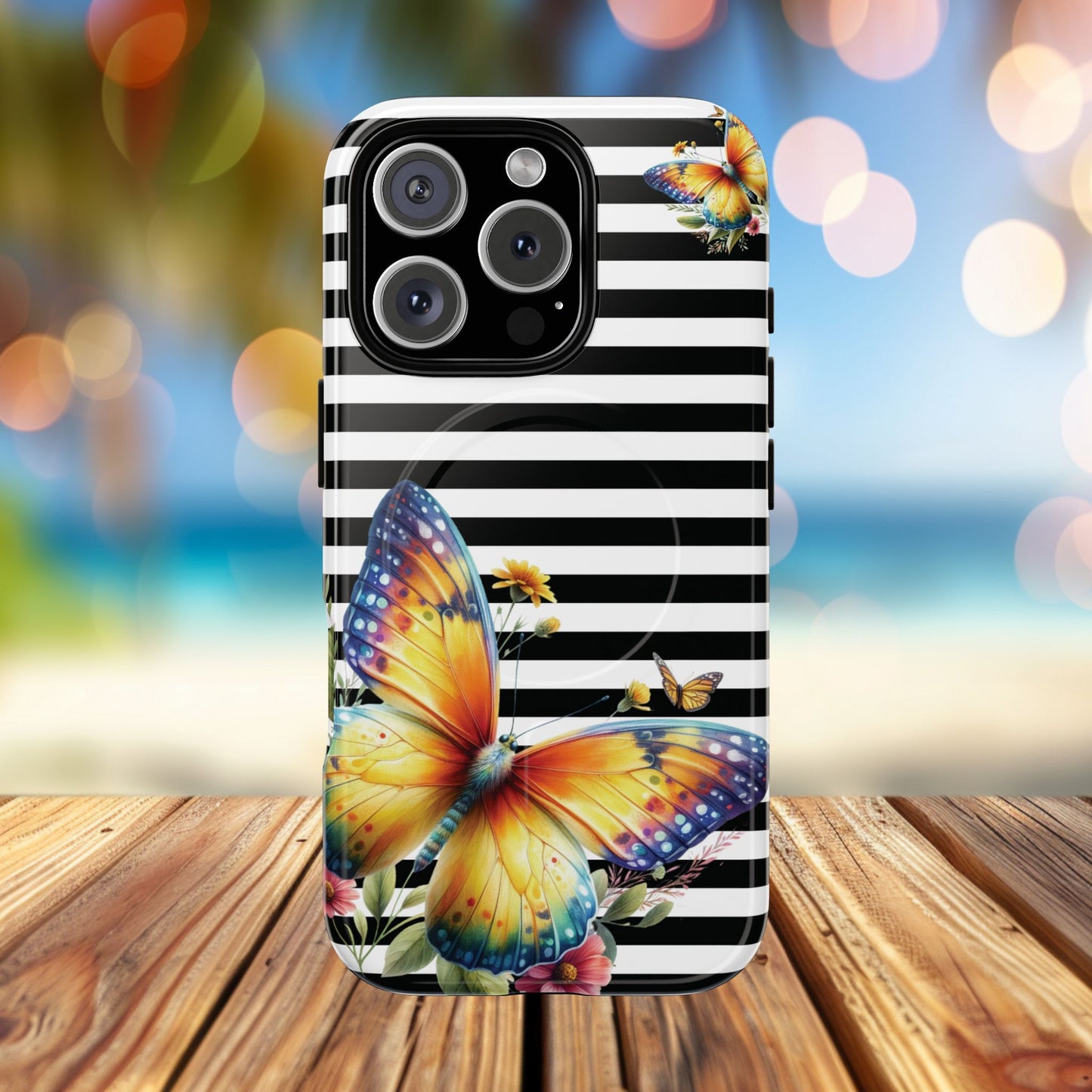 Botanic Flight Tough iPhone Magnetic Cases, Floral iPhone Cover, Stylish Tech Accessory, Gift for Nature Lovers, Butterfly Design, Unique Phone Protector