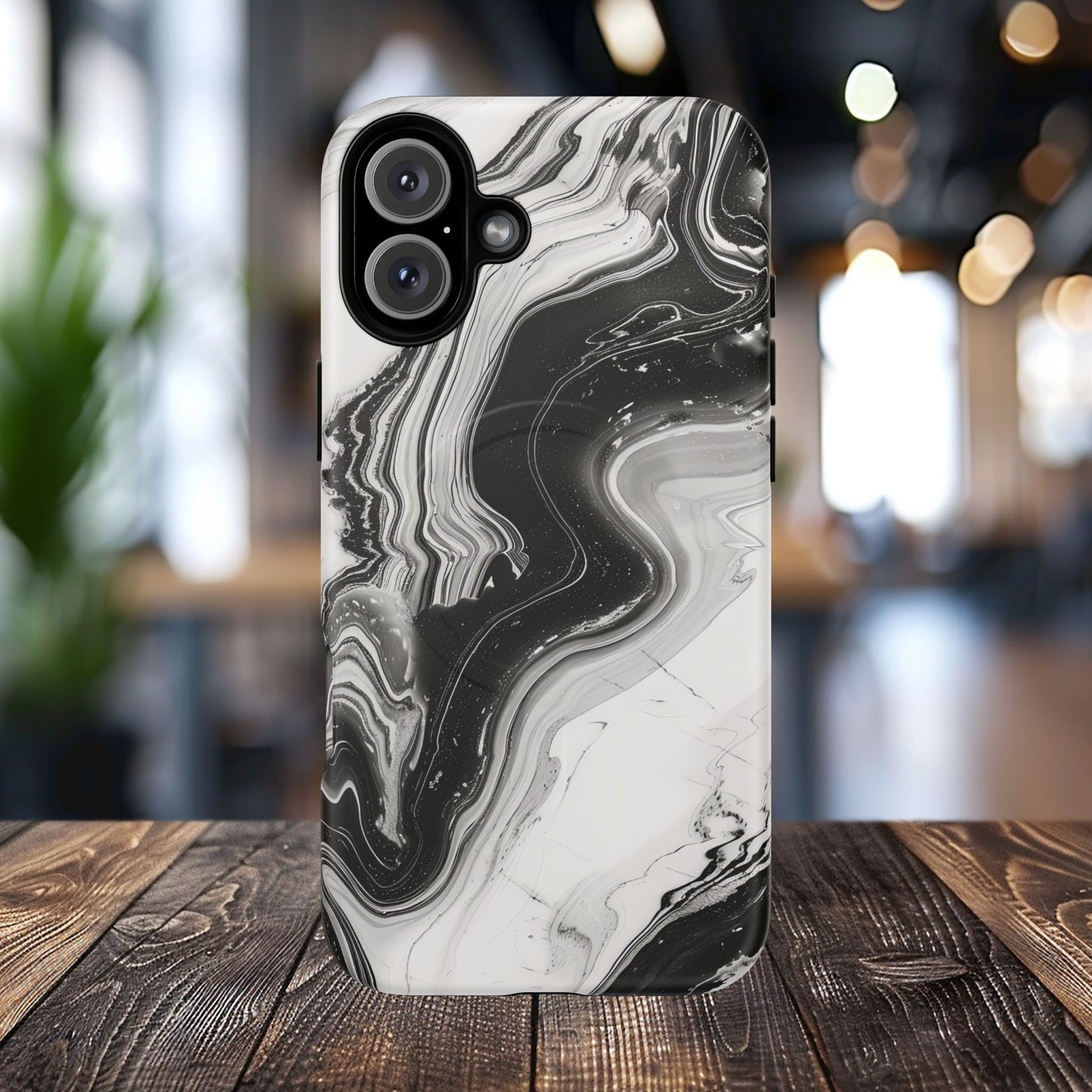 Black Marble Magnetic iPhone Case for Tough Protection, Stylish iPhone Mobile Accessory, Fashionable Gift, Unique Marble iPhone Design, Durable Smartphone Cover