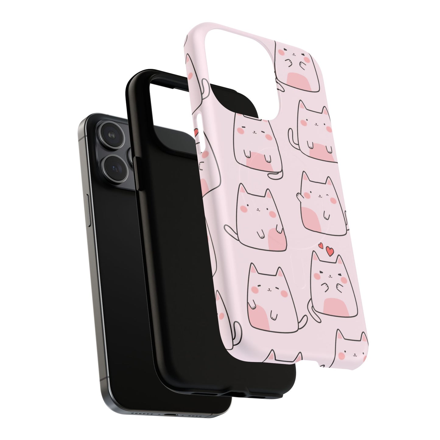 Cute Cat Magnetic iPhone Case, Tough iPhone Cover, Cat Lover Gift, Kawaii Style Case, Pet-Themed Gift