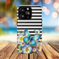 Pansy Parade Tough iPhone Magnetic Cases, Floral Tough Case, Striped iPhone Magnetic Cover, Phone Accessory, Gift for Nature Lovers