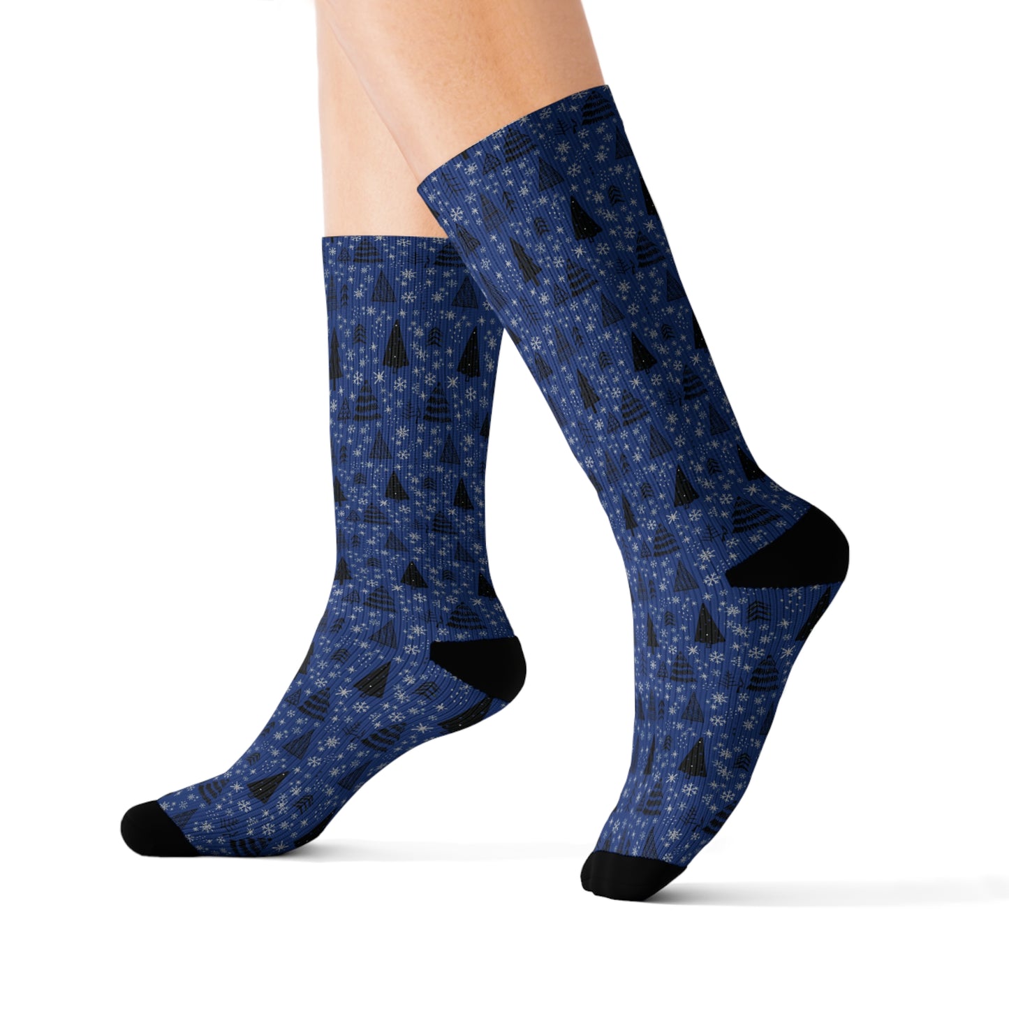 Winter Wonderland Navy Sublimation Socks - High-Quality Comfort with Stylish Sublimated Print