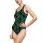 Black Tropical Bliss Women's Classic One-Piece Swimsuit (AOP)