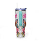 40oz Floral Butterfly Tumbler — Personalized "Name and Affirmation" Vacuum Insulated Cup