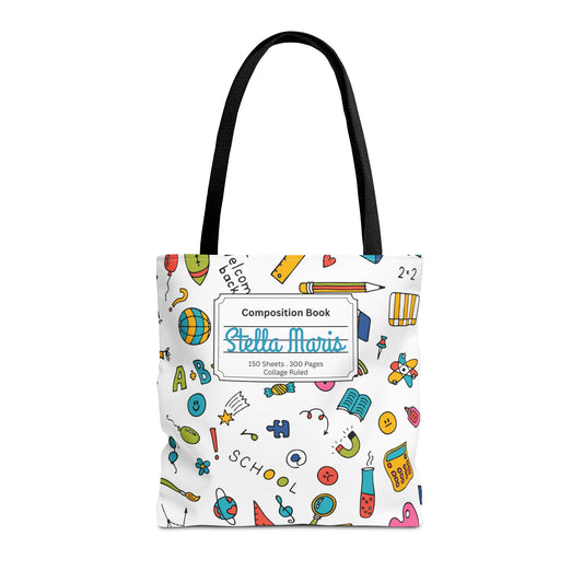 Personalized Classroom Couture Composition Book Inspired Tote Bag, Back to School Tote, Teacher Gift, Kids Bag, Custom Name Bag, Educational Accessories, Back to School Tote Bag.