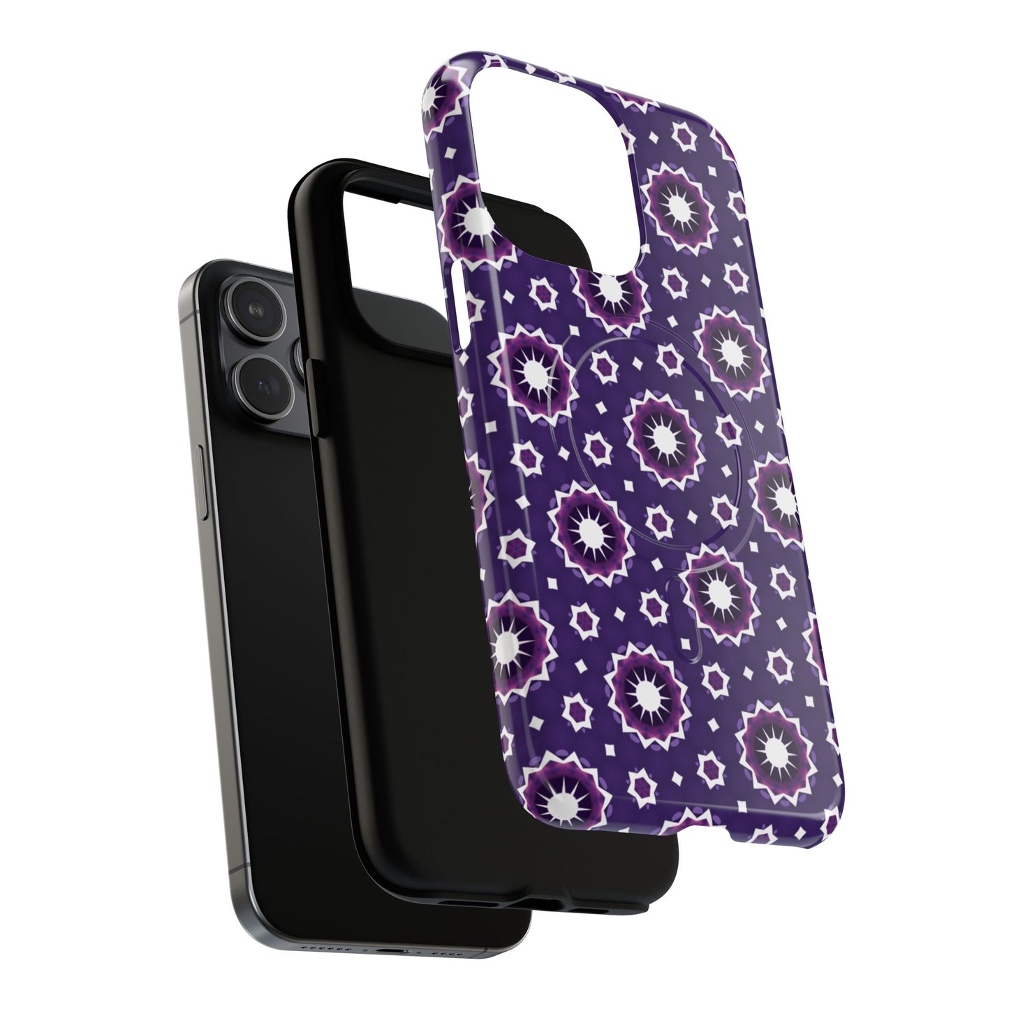 Violet Nova Bloom Stylish Tough Magnetic iPhone Case, Purple Floral iPhone Cover, Durable Cell iPhone Protector, Gift for Her, Mother's Gift