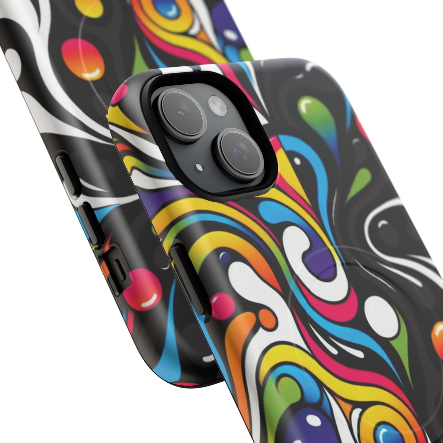 Vibrant Yin Yang Pop Splash Tough Magnetic iPhone Cases, Bold Artwork, Customizable Protection, Gift for Tech Lovers, Colorful iPhone Accessories