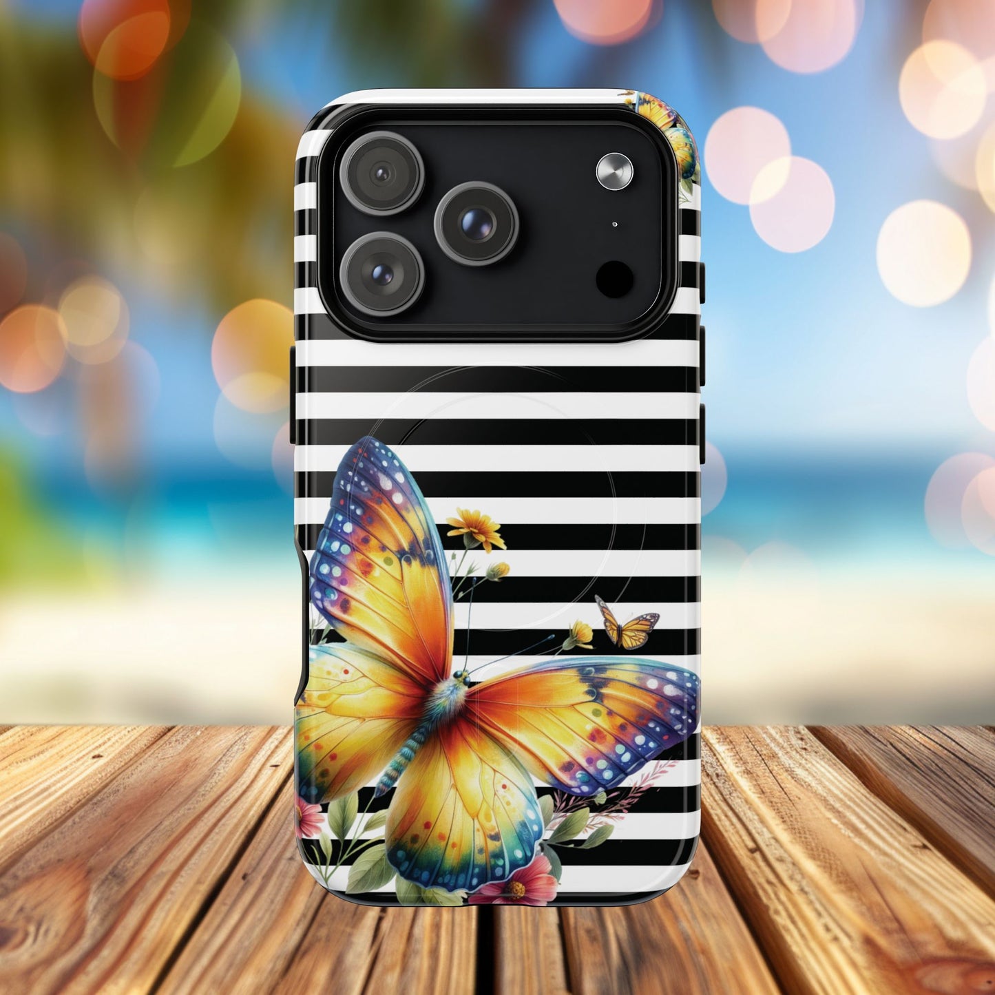 Botanic Flight Tough iPhone Magnetic Cases, Floral iPhone Cover, Stylish Tech Accessory, Gift for Nature Lovers, Butterfly Design, Unique Phone Protector