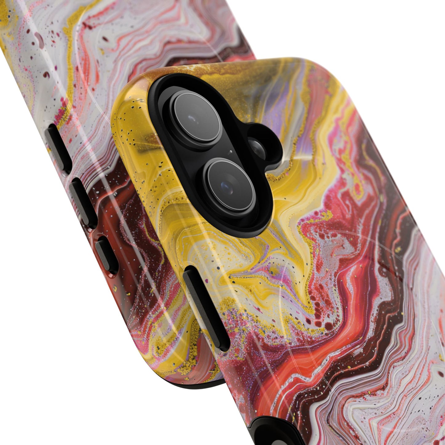 Colorful Red Marble iPhone Case, Tough Magnetic Cases, Stylish iPhone Protection, Unique Gift for iPhone Lovers, iPhone Accessories