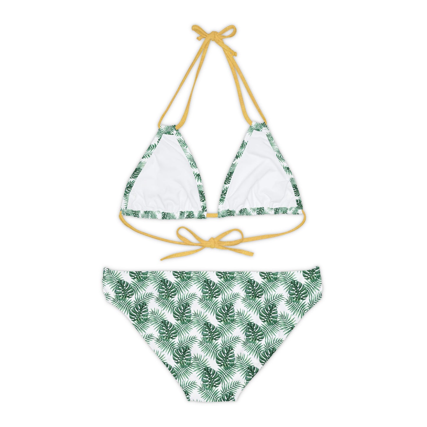 White Tropical Bliss Strappy Bikini Set (AOP)