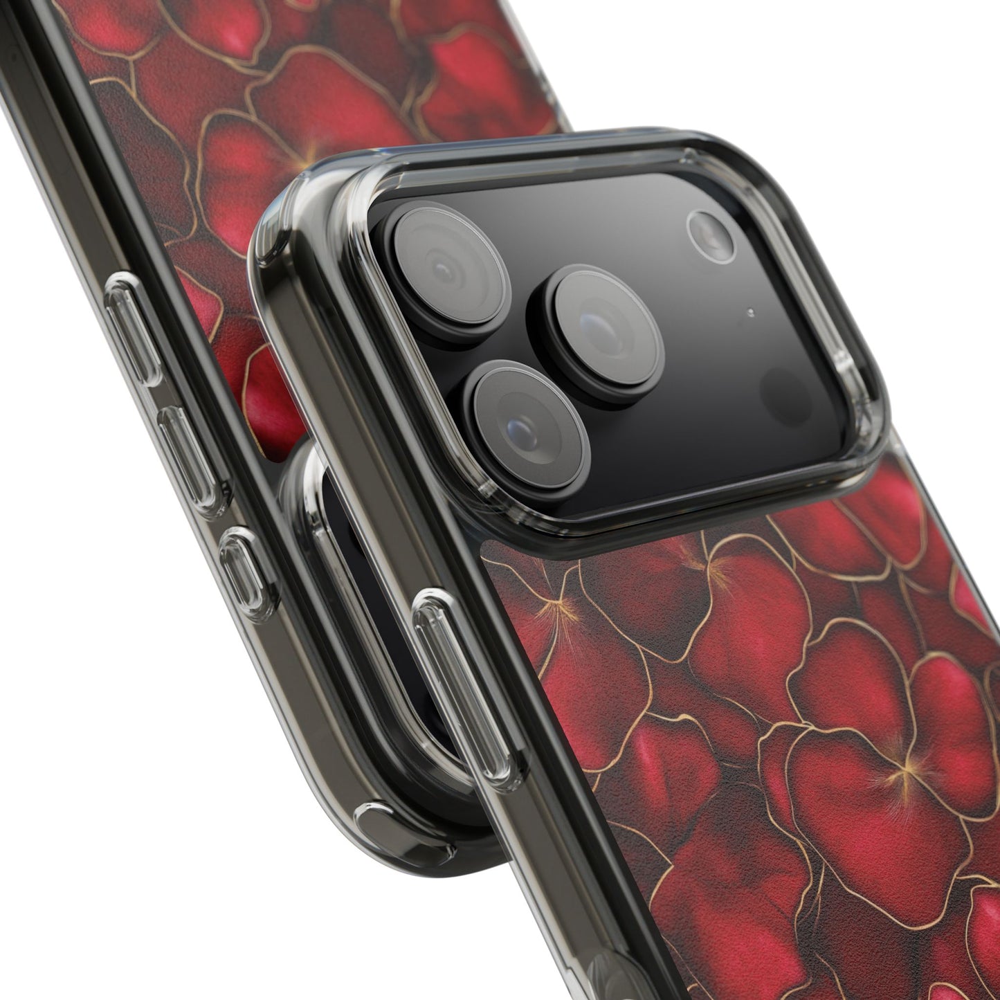 Velvet Petal Noir Floral Petal Clear Impact-Resistant iPhone and Samsung Case.