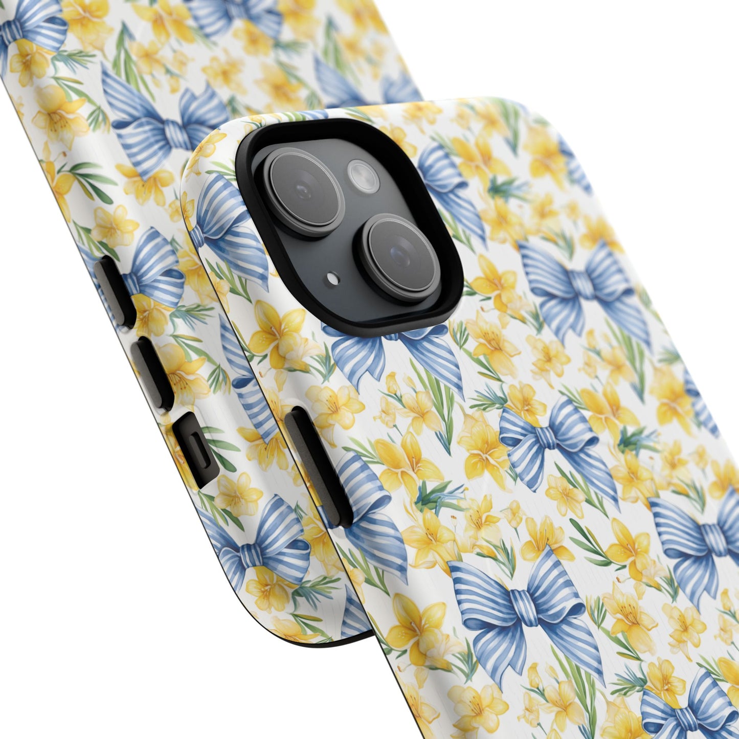 Sunshine Blue Coquette Bows Tough iPhone Magnetic Case for iPhones, Cute iPhone Cover, Spring Gift, Durable Case, Custom iPhone Protection
