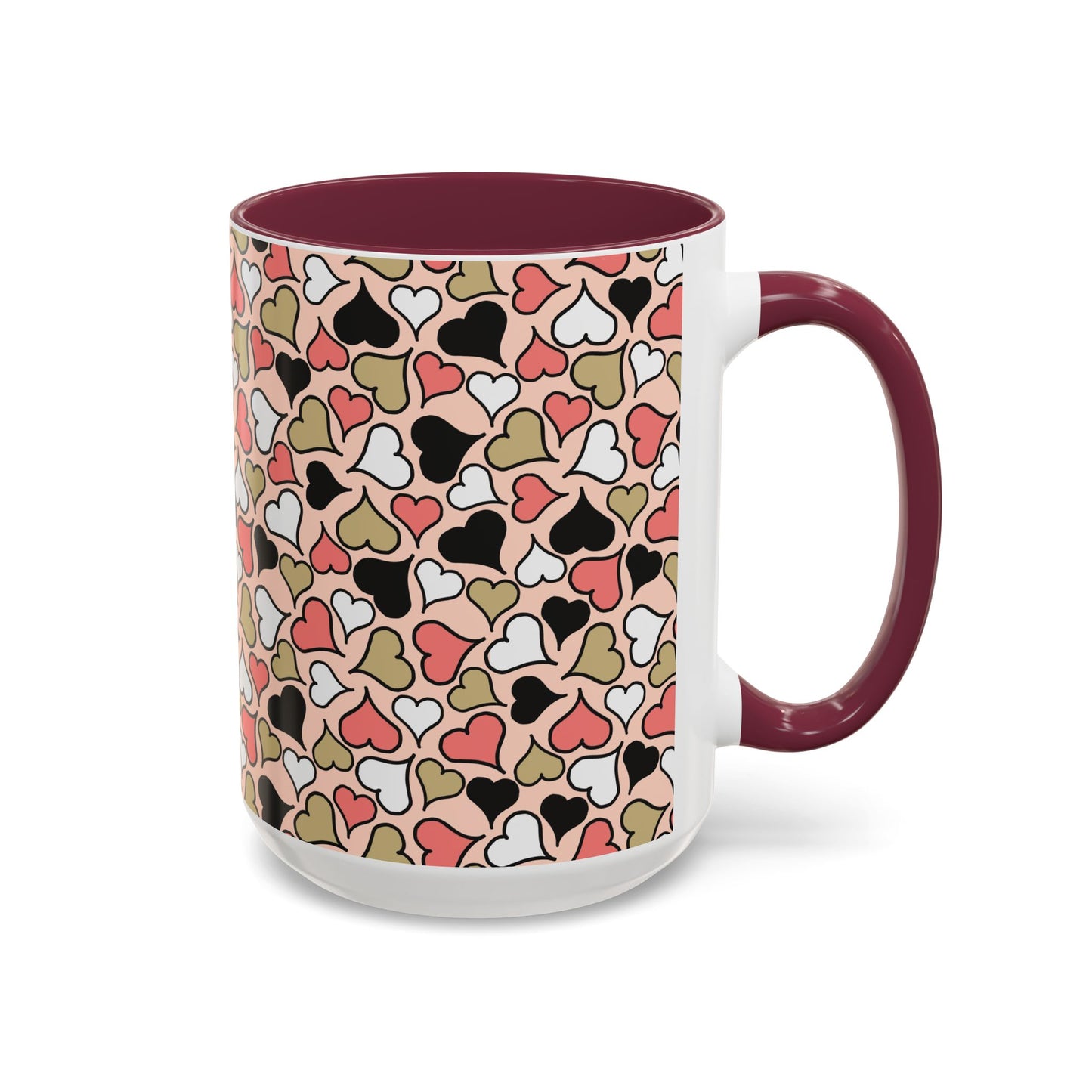 Heart Patterned Coffee Mug - Colorful Love Design, Perfect for Gifts & Celebrations